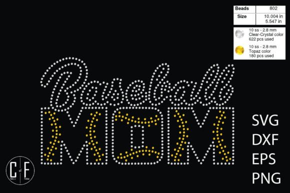 Baseball Mom Rhinestone Template for Crafts and Graphics