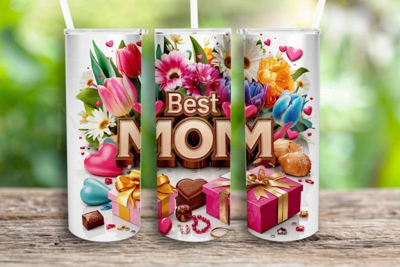 Best Mom Highland Cow Tumbler Wrap PNG for Crafts & Graphics