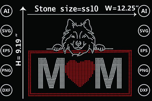 Cat Mom Rhinestone Design Graphics for Crafts