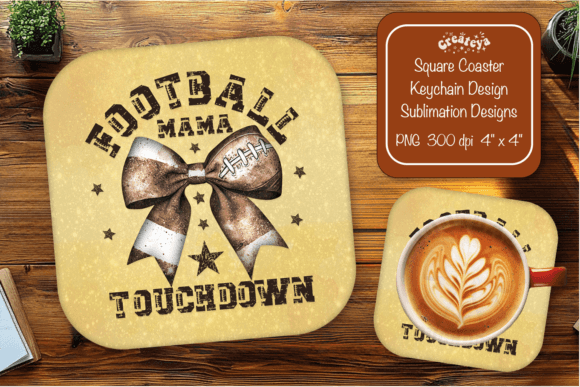 Football Square Coaster PNG for Football Mom – A Versatile Graphic Design Asset