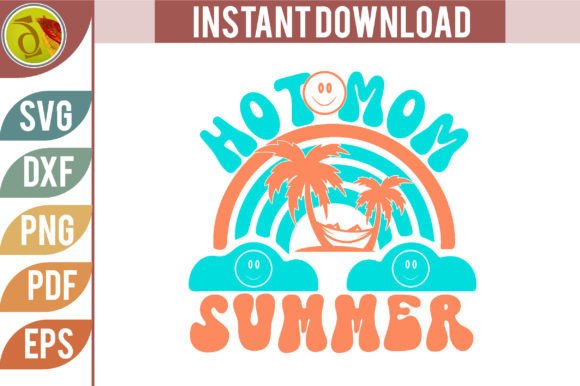 Hot Mom Summer Retro Design for Crafts and Graphics