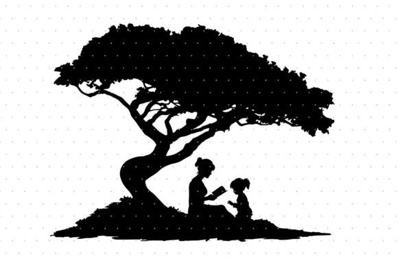 Mom Reads to Her Child Under a Tree SVG Review