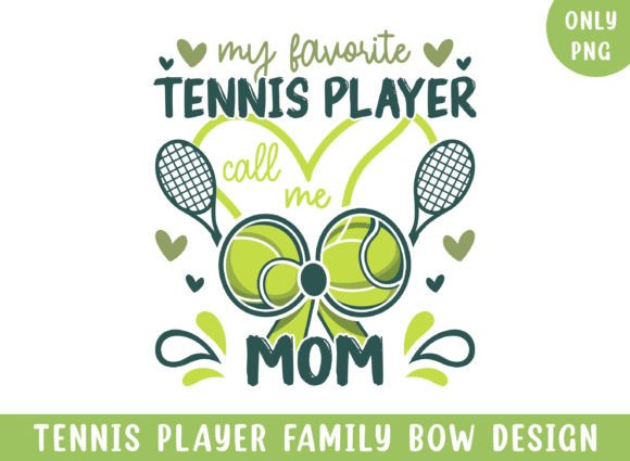 My Favorite Tennis Player Mom Bow Png for Crafts and Graphics Projects